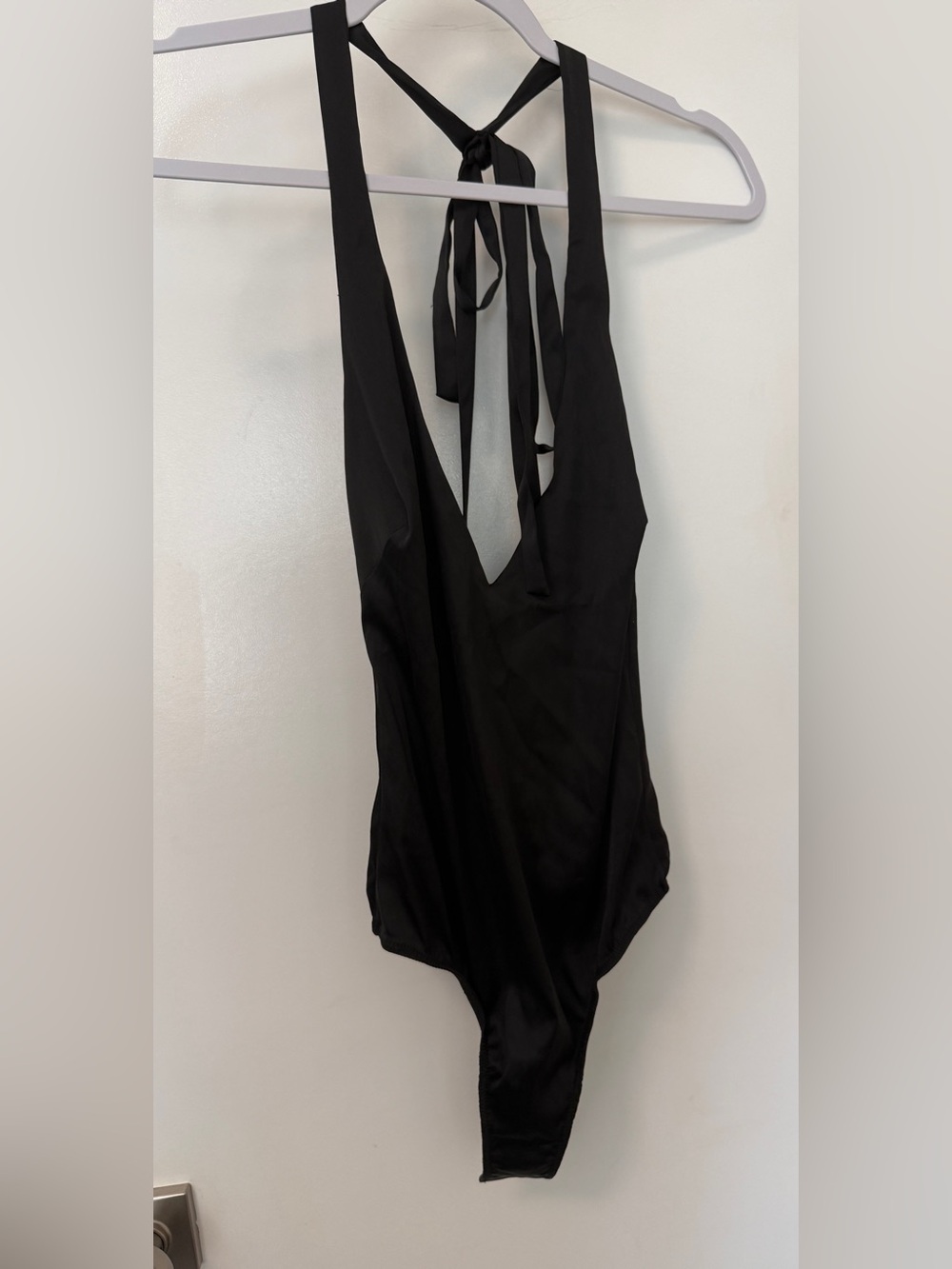 For Love & Lemons XS black satin Aries bodysuit